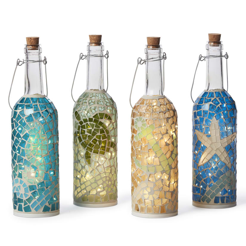 Wine Enthusiast Ocean Mosaics Wine Bottle Lanterns - Thumbnail 5