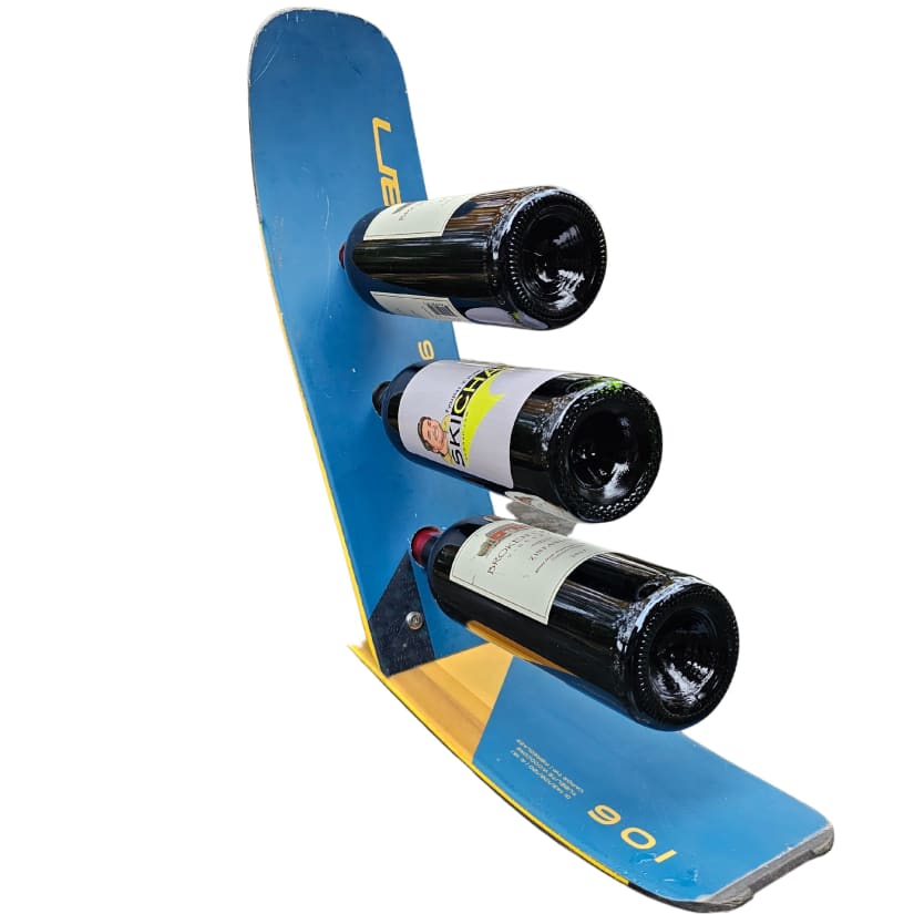 3 Bottle Snow Ski Wine Rack Blue