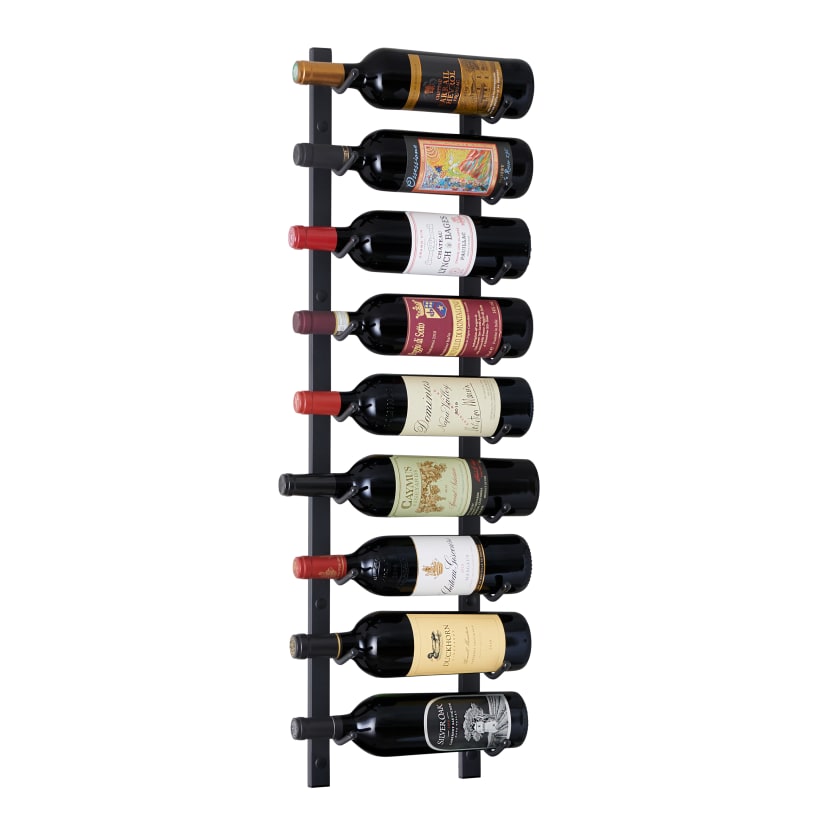 N'FINITY Wall Mounted 9 Bottle Metal Wine Rack - 3 Ft. Single Deep