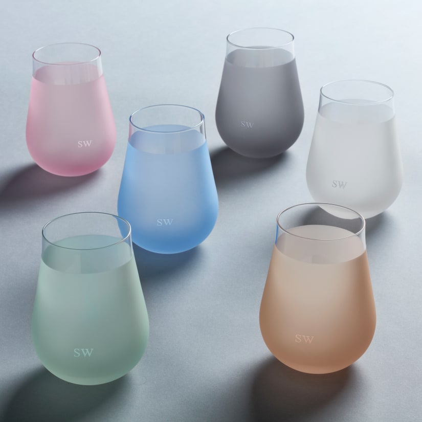 Silicone Touch Stemless Wine Glasses - Coastal Motifs (Set of 6) by Wine Enthusiast