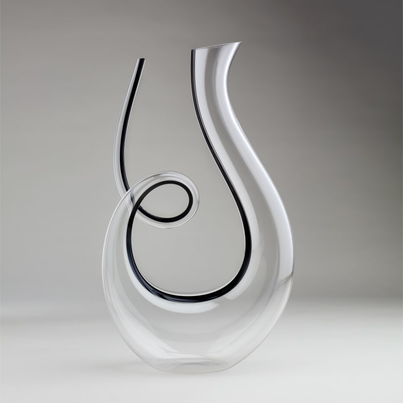 Wine Enthusiast Art Series 53 oz. Black Striped Treble Wine Decanter