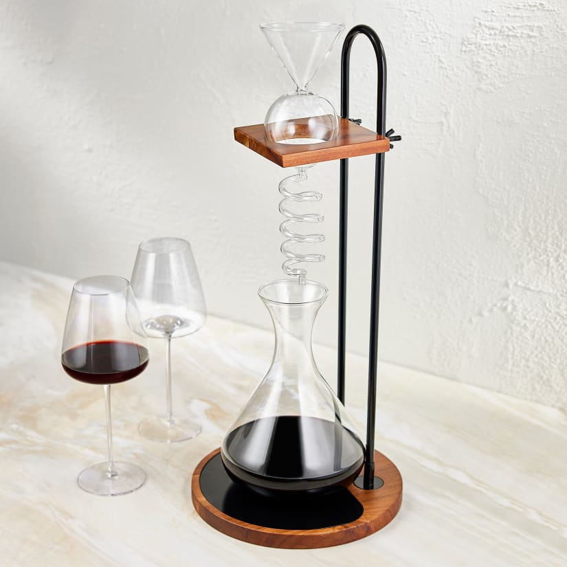 Vinotive Vortex Somm Aerating Wine Dispenser With Acacia Base