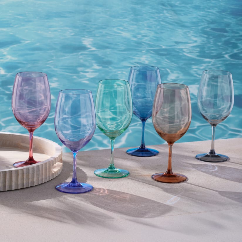 Wine Enthusiast Brilliance! Shatterproof Tritan Universal Outdoor Wine Glasses - Assorted Colors (Set of 6)