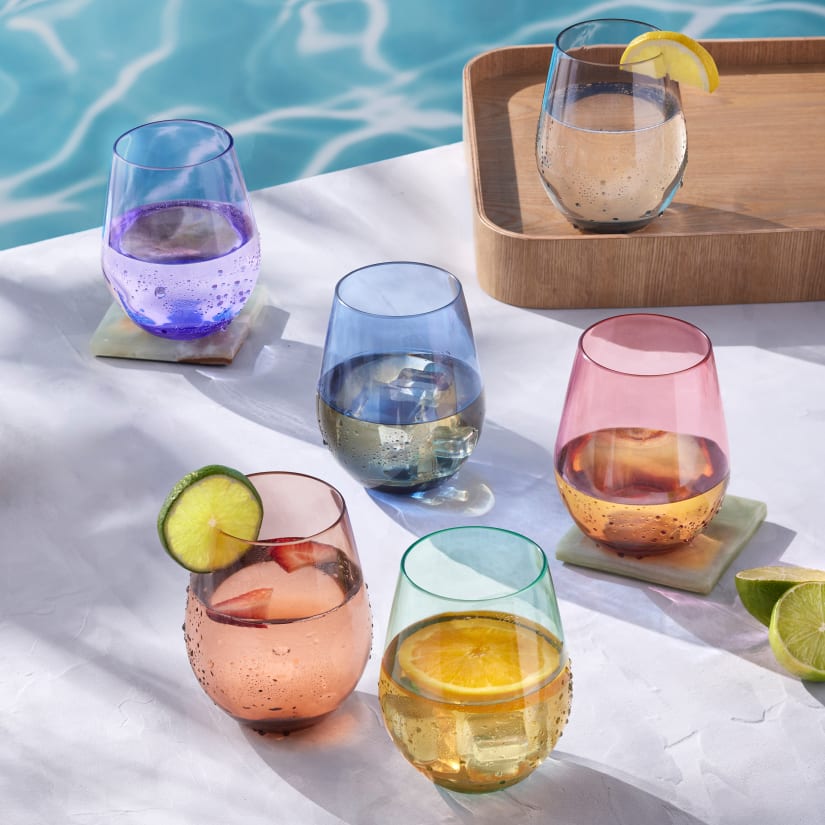 Wine Enthusiast Brilliance! Shatterproof Tritan Universal Outdoor Stemless  Wine Glasses (Set of 6) -Assorted Color