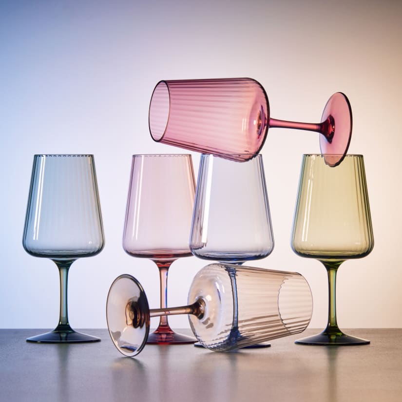 Wine Enthusiast Brilliance! Shatterproof Tritan Fluted Recycled Outdoor  Wine Glasses Set of 6