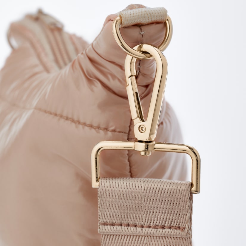 Wine Enthusiast Crossbody Insulated Puffer Wine Bag - Nude