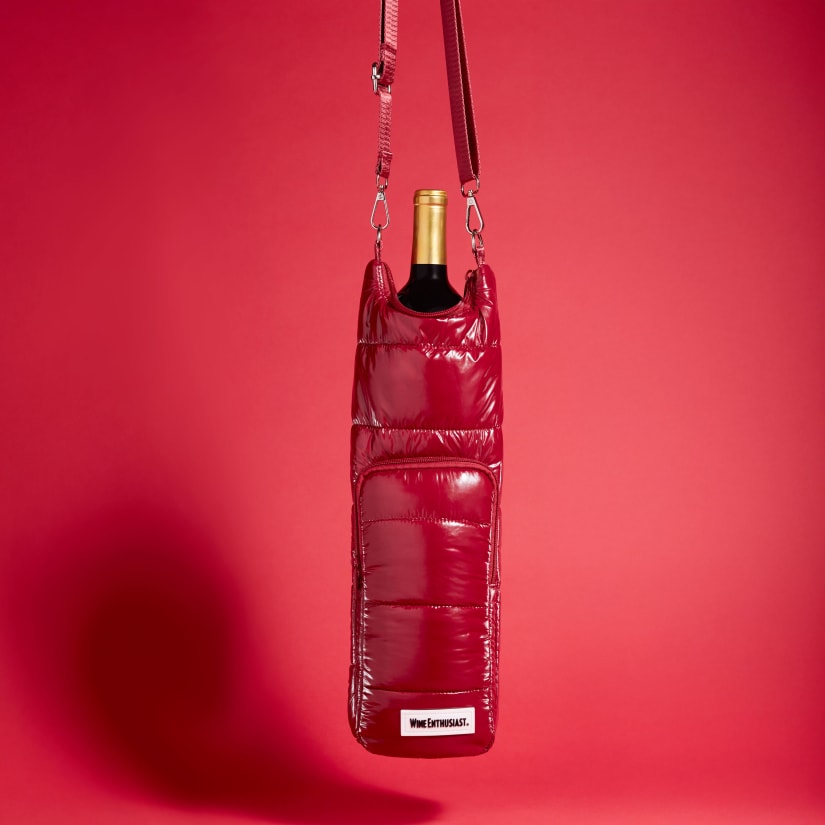 Wine Enthusiast Crossbody Insulated Puffer Wine Bag