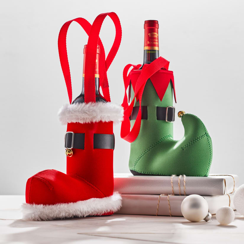 Santa and Elf Wine Gift Bags (Set of 2)
