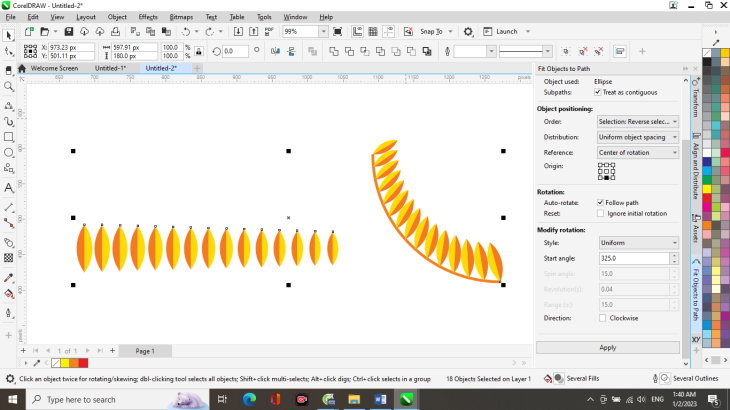 Vẽ bông lúa trong CorelDRAW