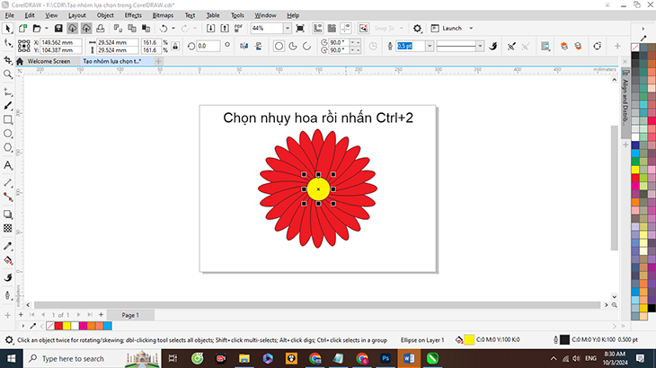 Tạo nhóm lựa chọn trong CorelDRAW