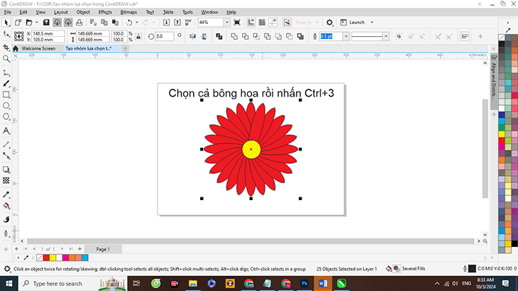 Tạo nhóm lựa chọn trong CorelDRAW