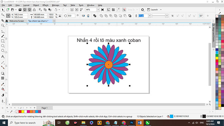 Tạo nhóm lựa chọn trong CorelDRAW