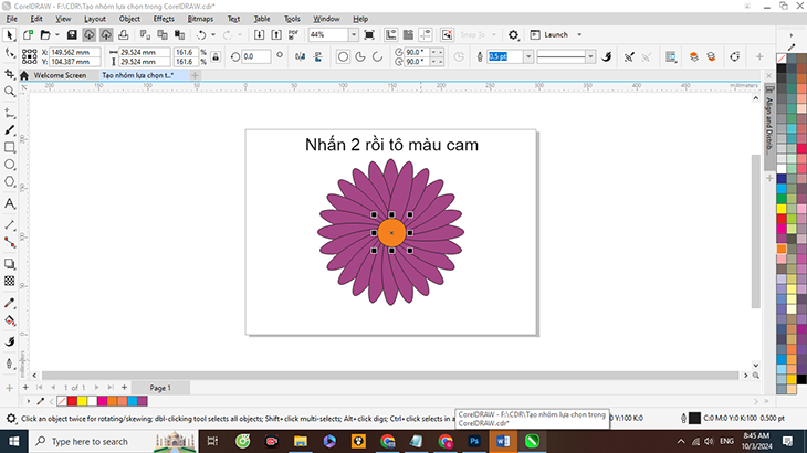 Tạo nhóm lựa chọn trong CorelDRAW