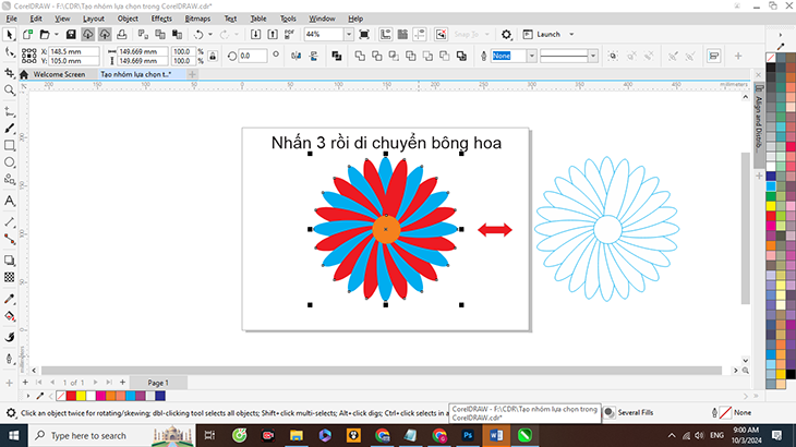 Tạo nhóm lựa chọn trong CorelDRAW