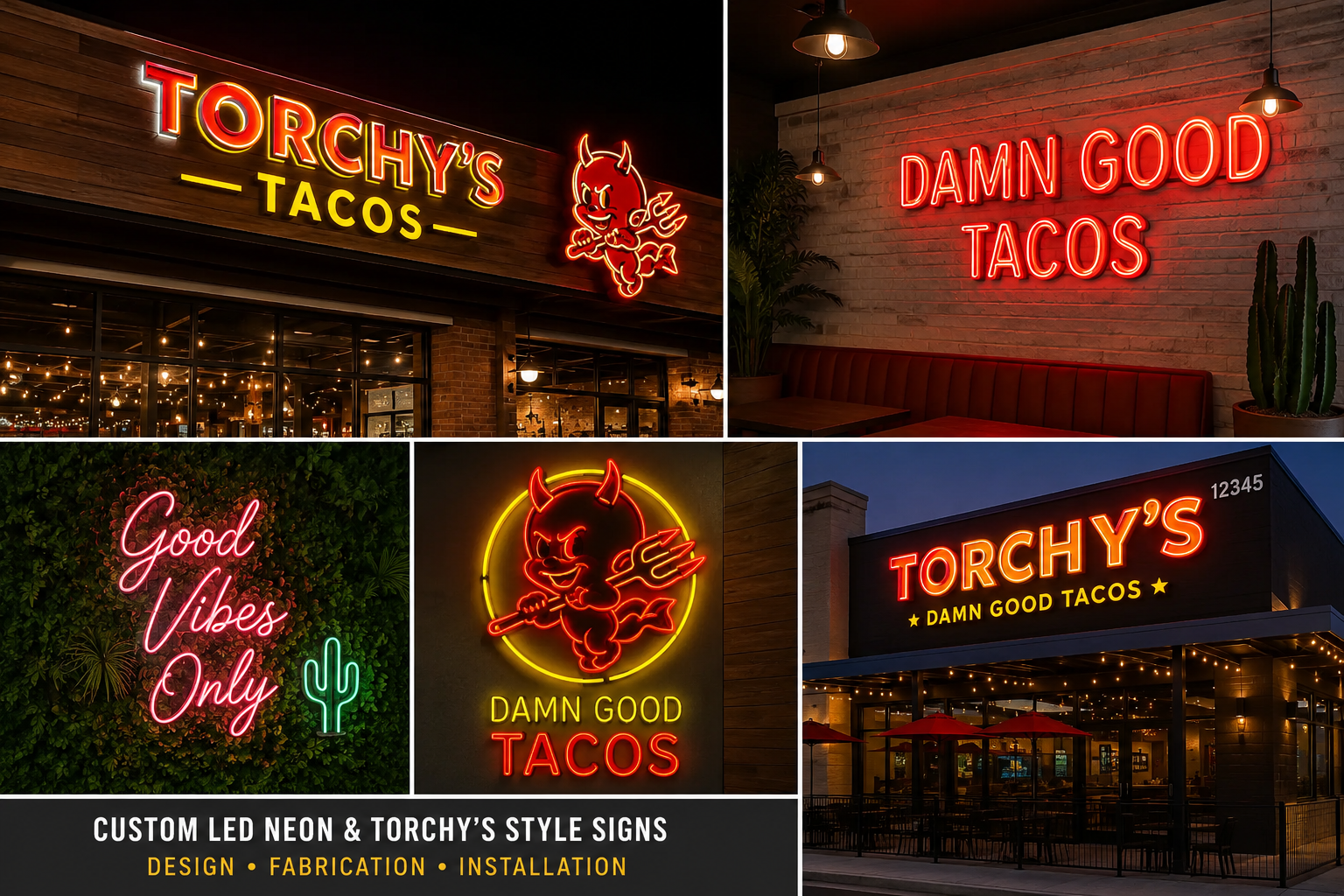 Custom LED neon signs for restaurants and hospitality venues