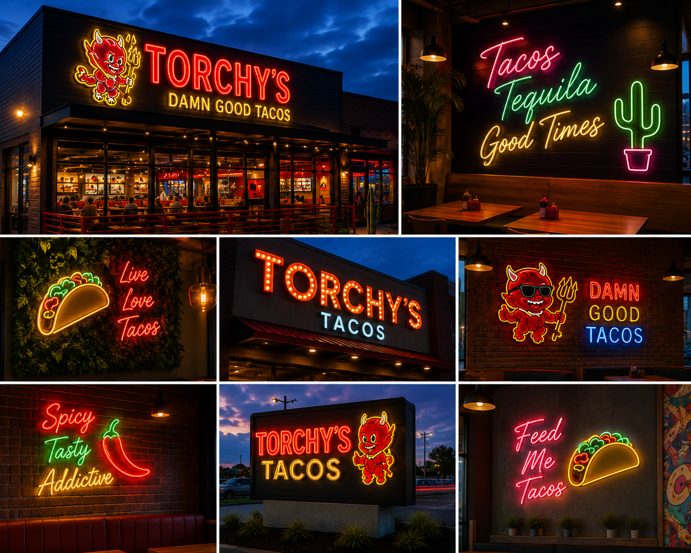 Custom LED neon wall signs and restaurant branding