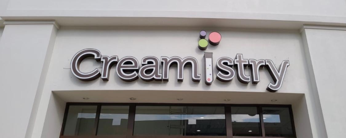 Colorful custom channel letter installation for an ice cream shop