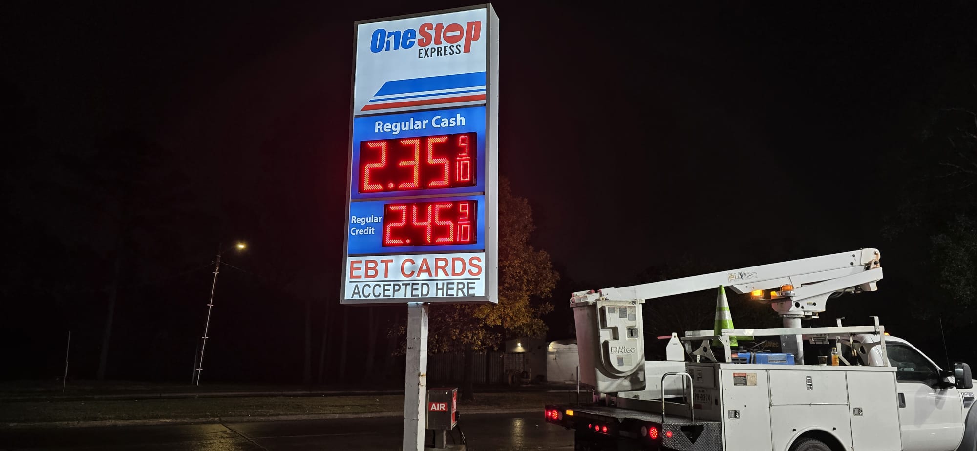 Digital gas station price changer sign under service