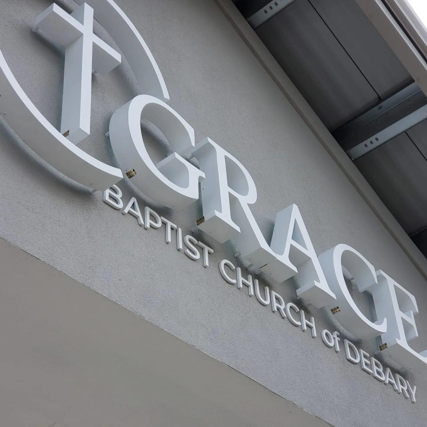 Routed dimensional church wall letters with cross emblem