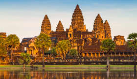 Angkor Wat temple complex at sunset