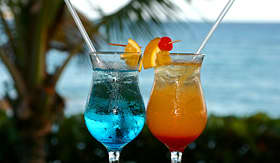 Carnival Cruise Lines colourful cocktails under the palm tree