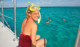 Carnival Cruise Lines women on boat ready to snorkel