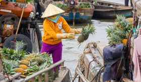 Floating food market in Vietnam