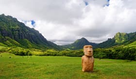 Hawaii Cruisetours Easter island head on Kualoa Ranch, Oahu, Hawaii