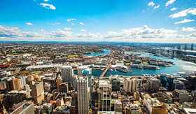 Holland America Line aerial view of Darling Harbour Sydney Australia