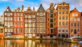 Holland America Line traditional old buildings in Amsterdam the Netherlands