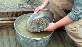 Norwegian Cruise Line panning for gold in Alaska