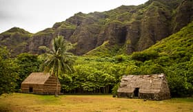 Norwegian Cruise Line Straw Structures at Kualoa Ranch