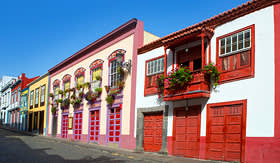 Paul Gauguin Santa Cruz de La Palma colonial flowers house facades in Canary Islands