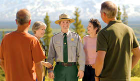 Princess Cruises group of tourist with Park Ranger in Denali National Park