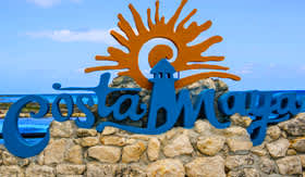 Costa Maya Blue Sign at Beach - Regent Seven Seas Cruises