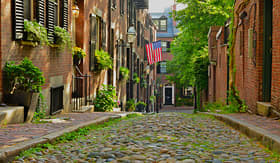 Regent Seven Seas Cruises historic Acorn Street in Beacon Hill is one of the most picturesque street in the United States