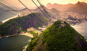 Royal Caribbean cable car approaching Sugarloaf Mountain Rio de Janeiro Brazil