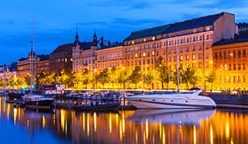 Seabourn old town pier with sailing yachts and ships in Helsinki Finland