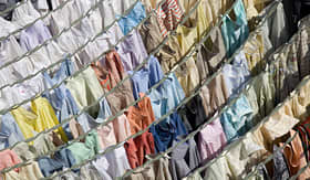 Seabourn shirts hanging to dry at Dhobi Ghats central laundry