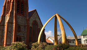 Arch made out of Whale Bones in Port Stanley - Viking Oceans