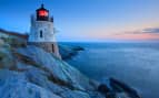 Castle Hill Lighthouse at dusk Newport, RI