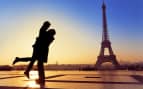 Couple with Eiffel Tower Paris France