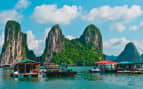 Floating fishing village Halong Bay Vietnam