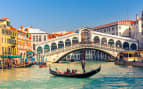 Gondola near Rialto Bridge in Venice Italy