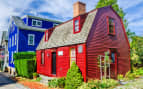 Historic colorful wooden house in Newport RI