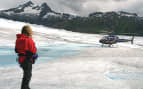 Helicopter on an Alaskan glacier