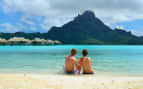 Honeymoon couple enjoying Tahiti