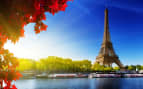 Seine in Paris with Eiffel Tower in autumn time