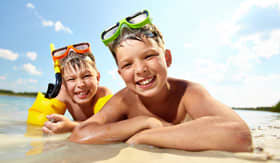 Kids playing on beach