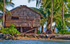 Bamboo hut on stilts on Gizo Island in the Solomon